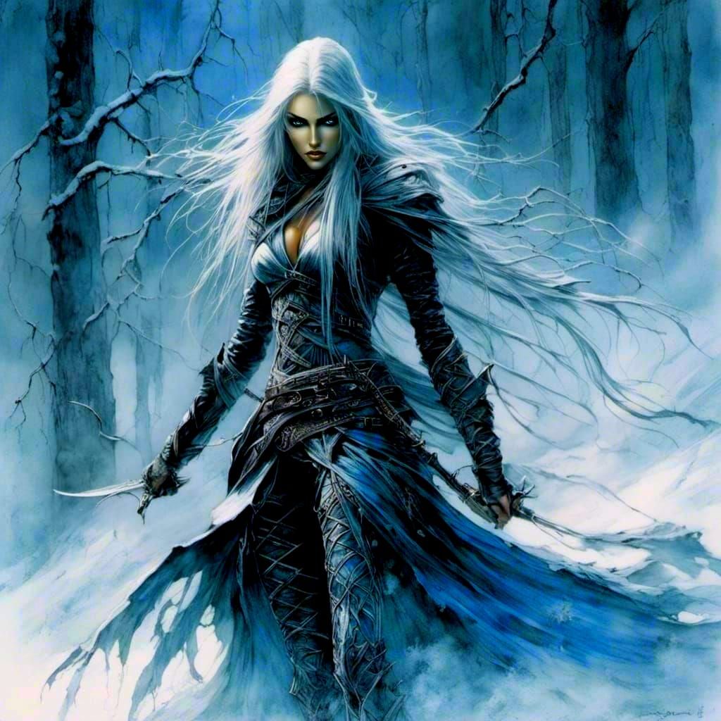 Ice Elf Assassin in Dark Fantasy Style