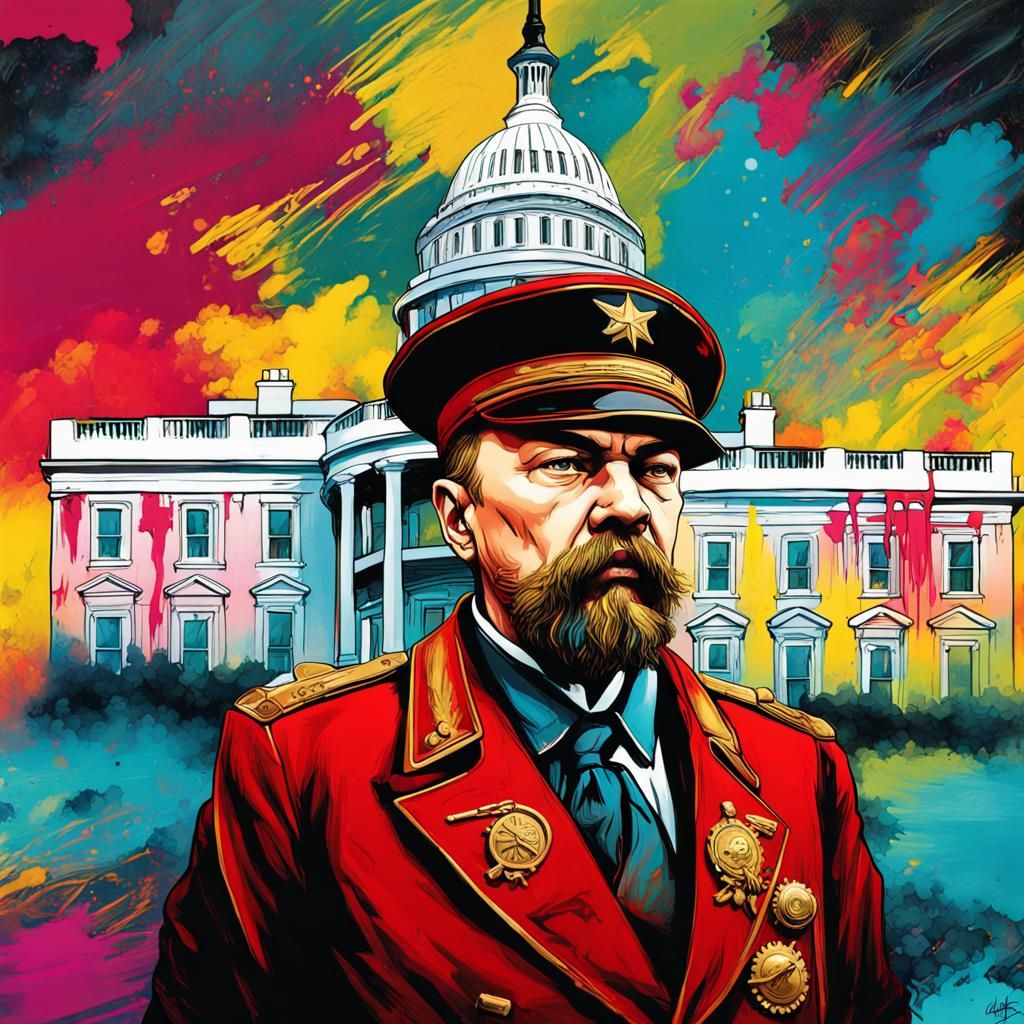 Lenin as Captain America Graffiti Art