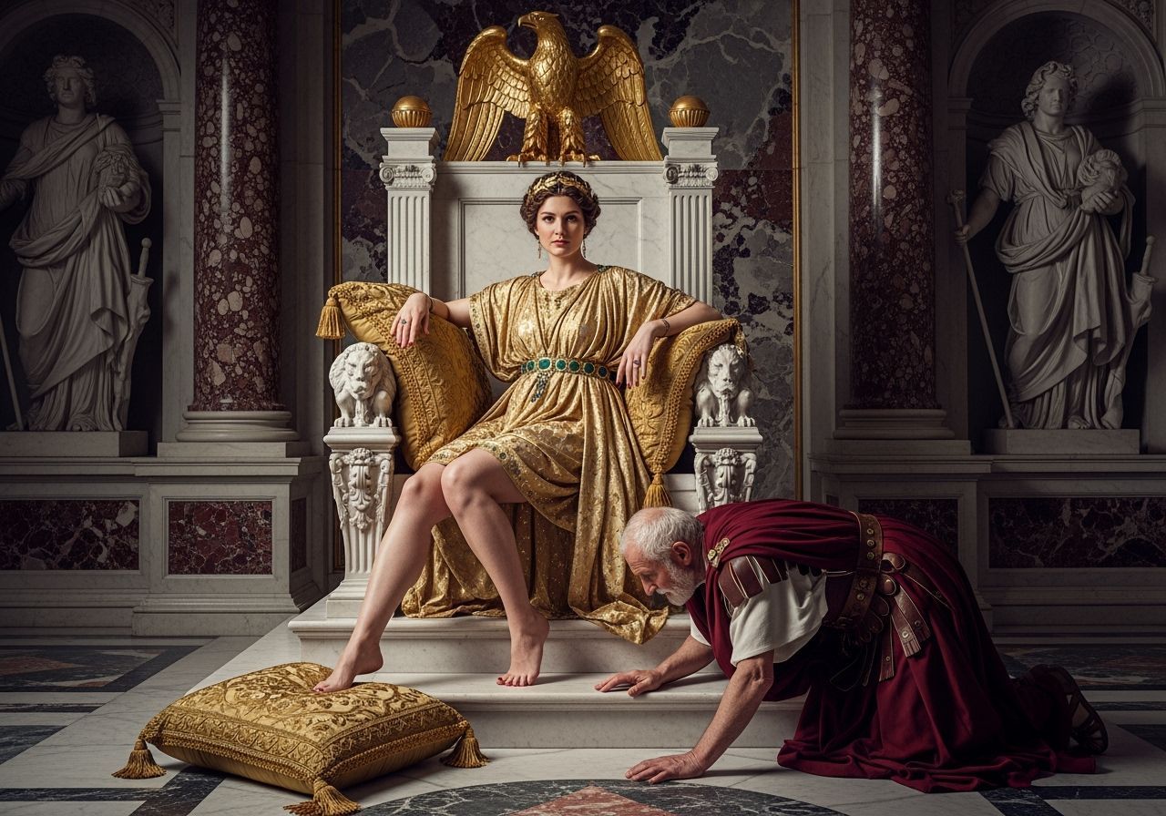 Empress Messalina on Lavish Throne, Baroque Style