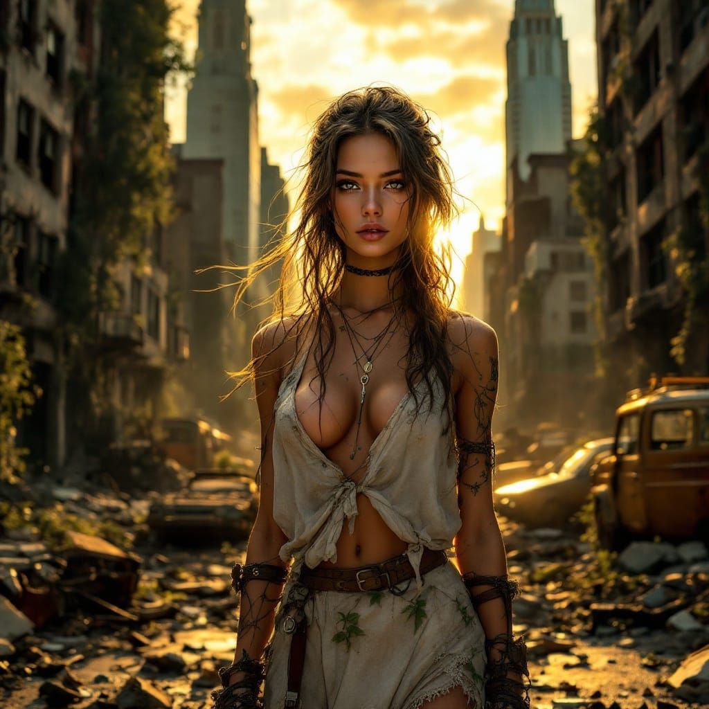 Resilient Beauty in a Post-Apocalyptic Cityscape