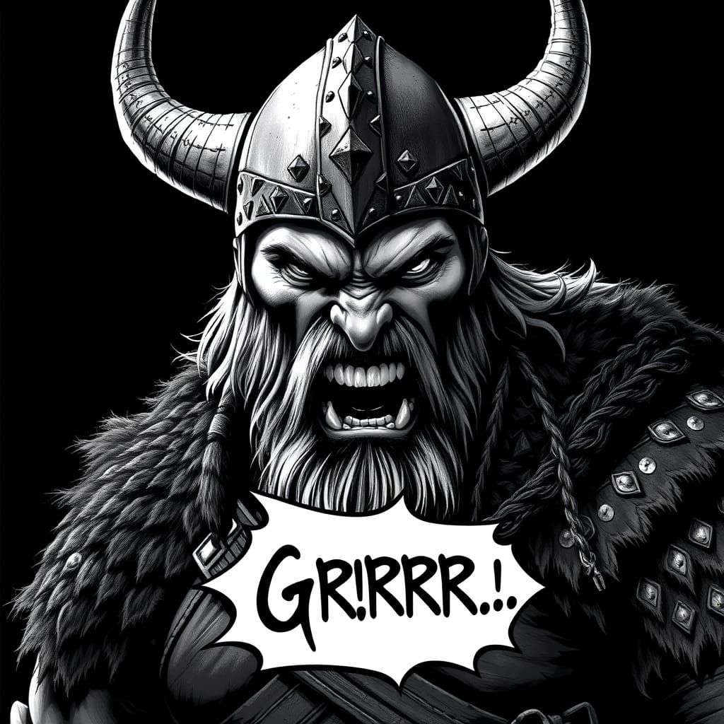 Viking Warrior Unleashes Fury in Dark Fantasy Art
