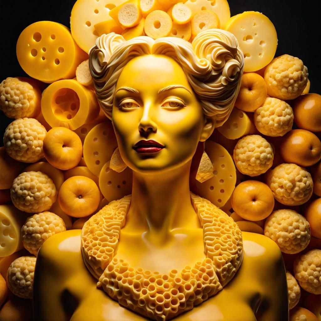 Intricately Detailed Cheese Sculpture of a Woman
