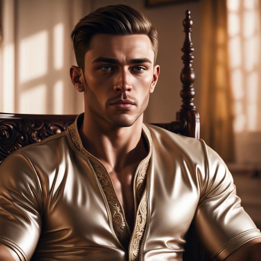 Hyperrealistic Portrait of a Young Man in Underwear