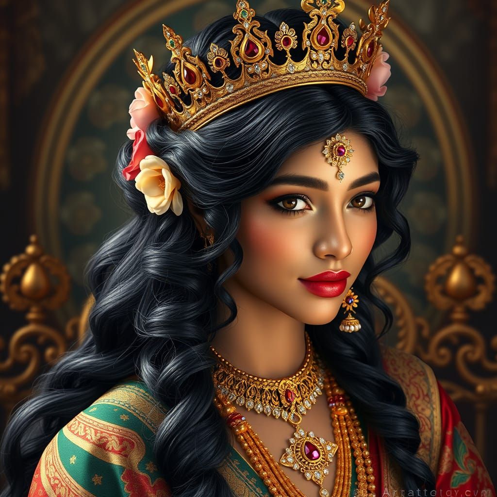 Regal Indian Princess with Vibrant Royal Attire