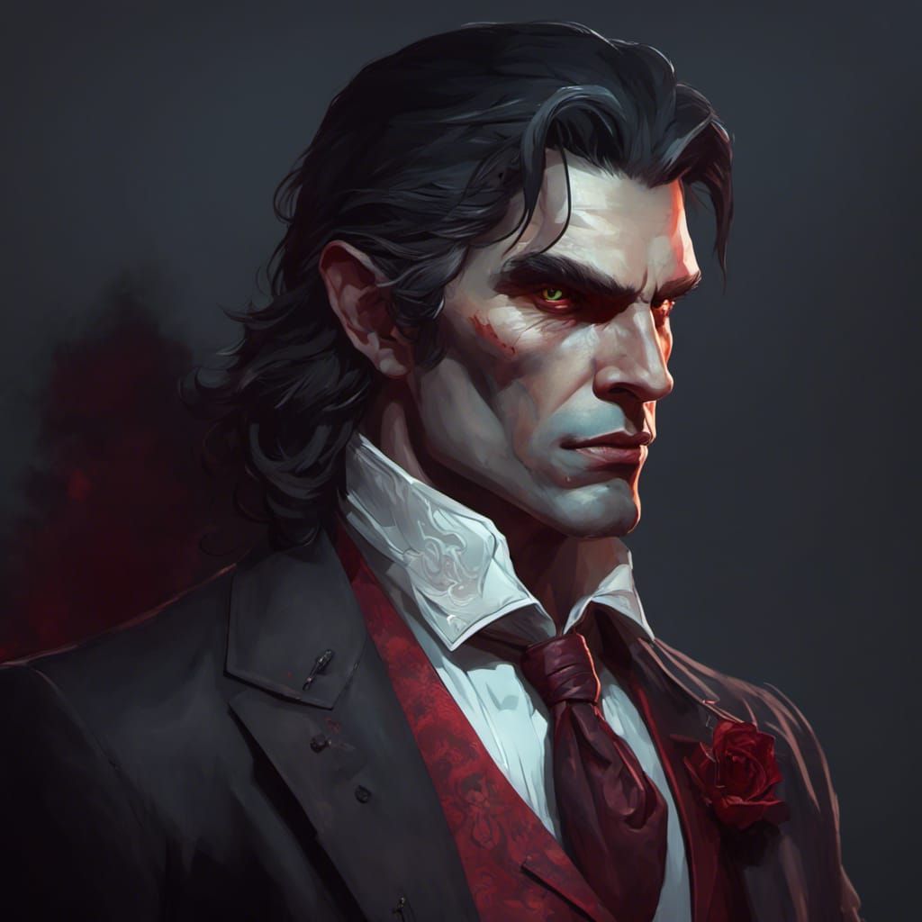 Spanish Vampire Portrait in Detailed Splash Art Style
