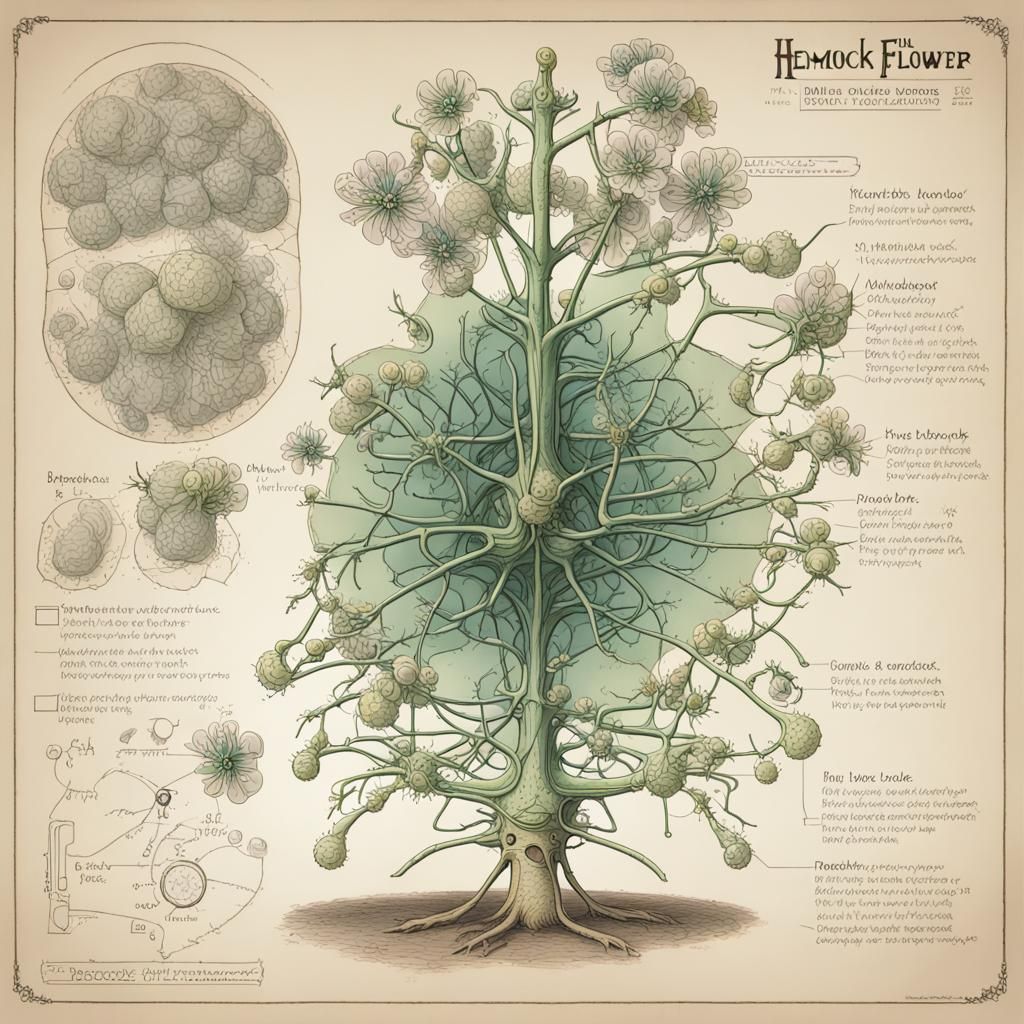 Renaissance Biology: Hemlock Flower Schematic Illustration