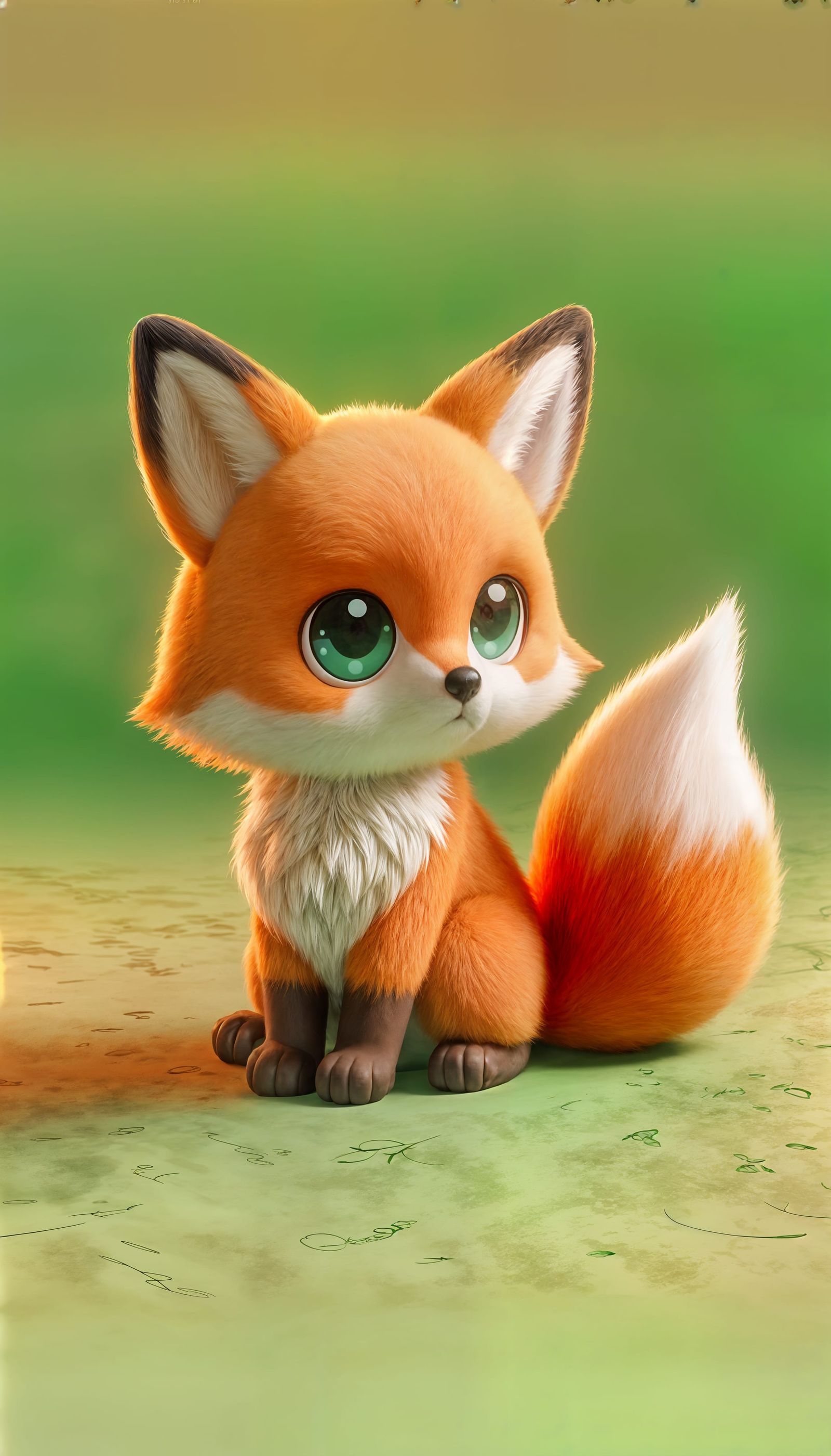 Shy Fox Cub in Anime-Style 3D Rendering