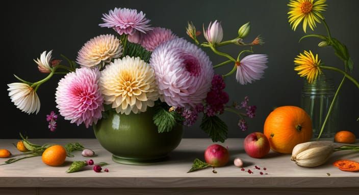 Photorealistic Flemish Flower Arrangement in 64k