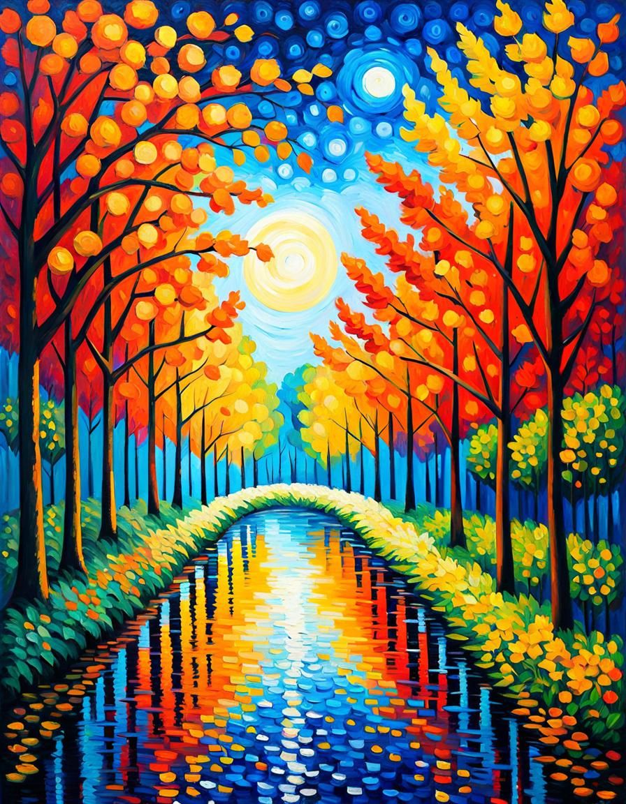 Expressionist Impasto Painting in Neo-Impressionism Style