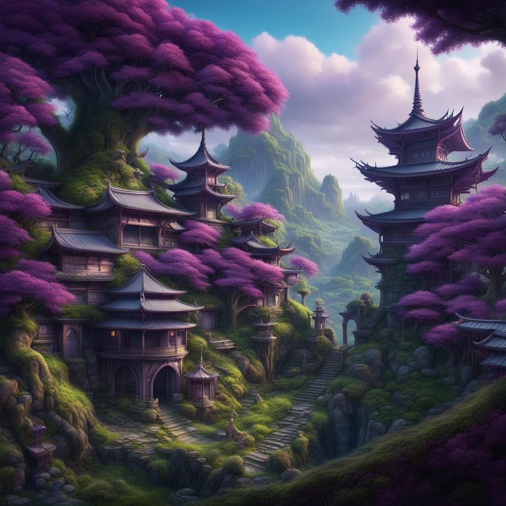 Studio Ghibli Inspired Village in Lush Forest