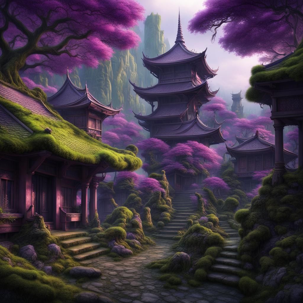 Enchanted Forest Village in Ghibli Style