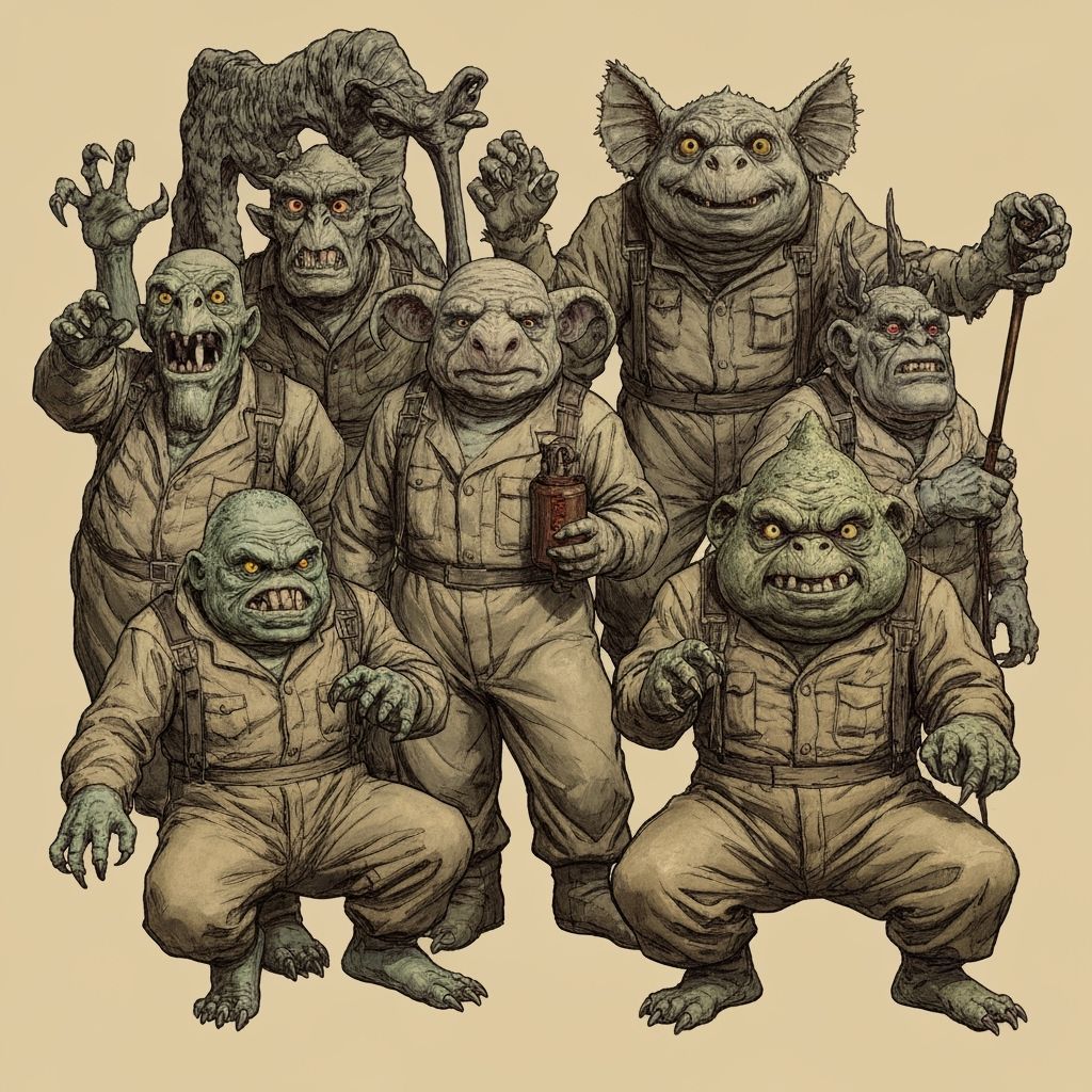 Ghostbusters Monsters in Norman Rockwell Style