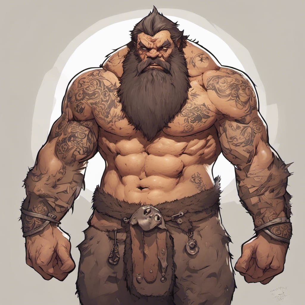 Grizz Boulderbelly: Goliath Barbarian in Digital Matte Paint...