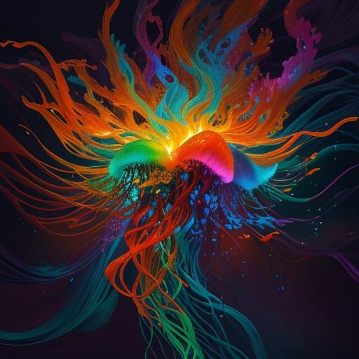 Surrealistic Jellyfish Inferno in Golden Hour