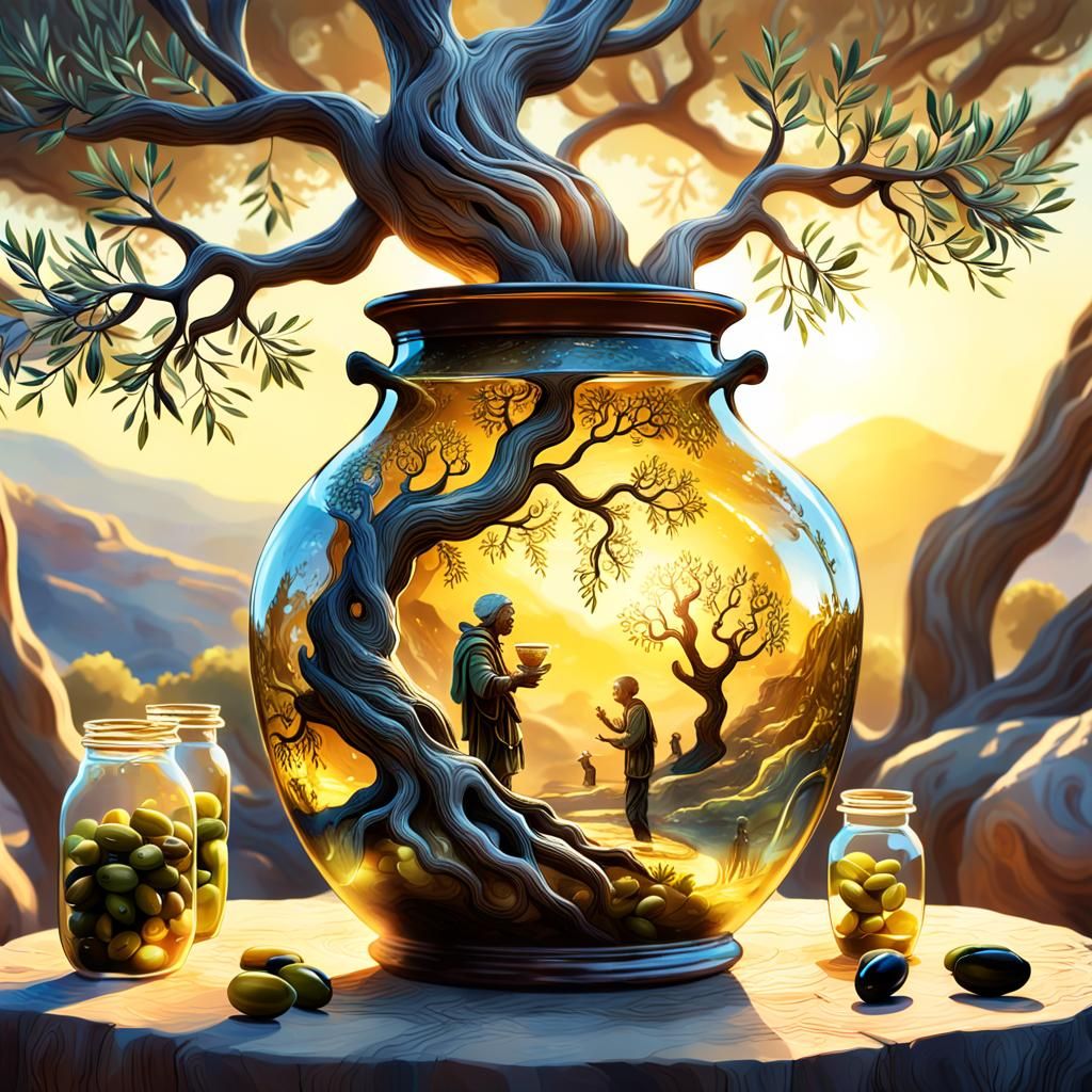 Olive Oil Amphora Still Life in Matte Painting Style