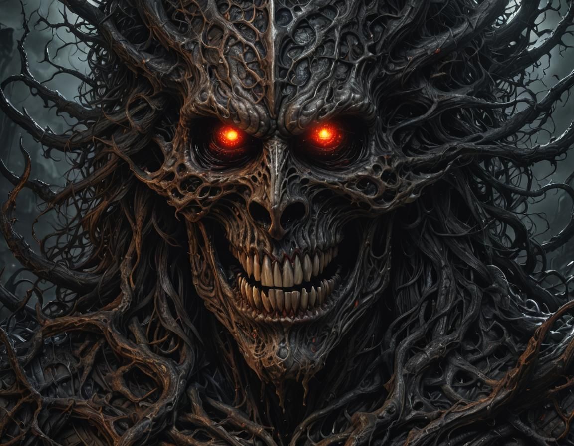 Darkness Falls: Sinister Souls in Detailed Pen and Ink