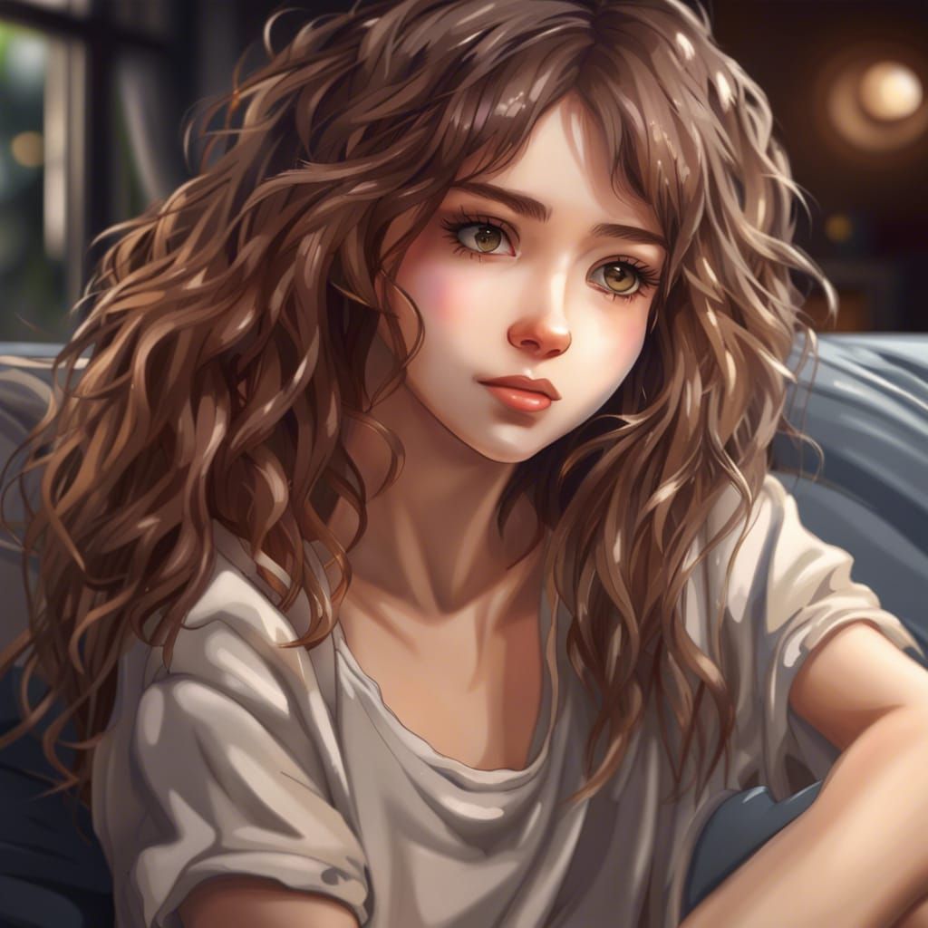 Serene Anime Girl Portrait in Hyperrealistic Style