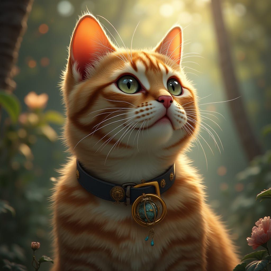 Majestic Cat in Ethereal Light, Dreamy Art Style