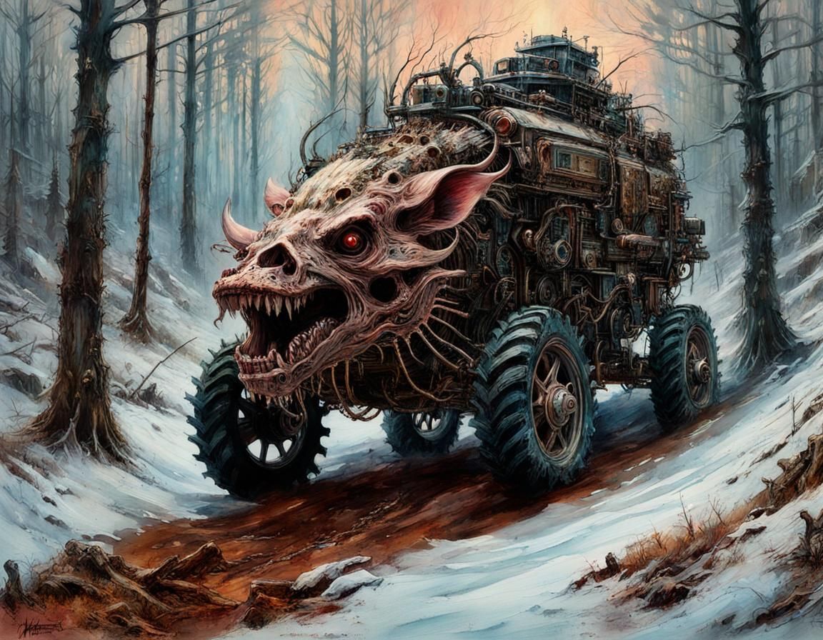 Biopunk Body Horror Monster in Watercolor Style