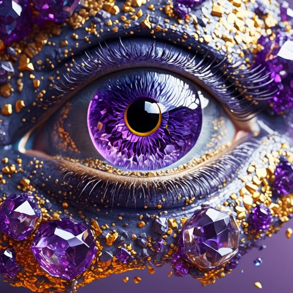 <lora:Stunning Eye:1.0> 3d hyperrealism human eye Iris is made of amethyst crystals <lora:CrystalClusters:1.0>