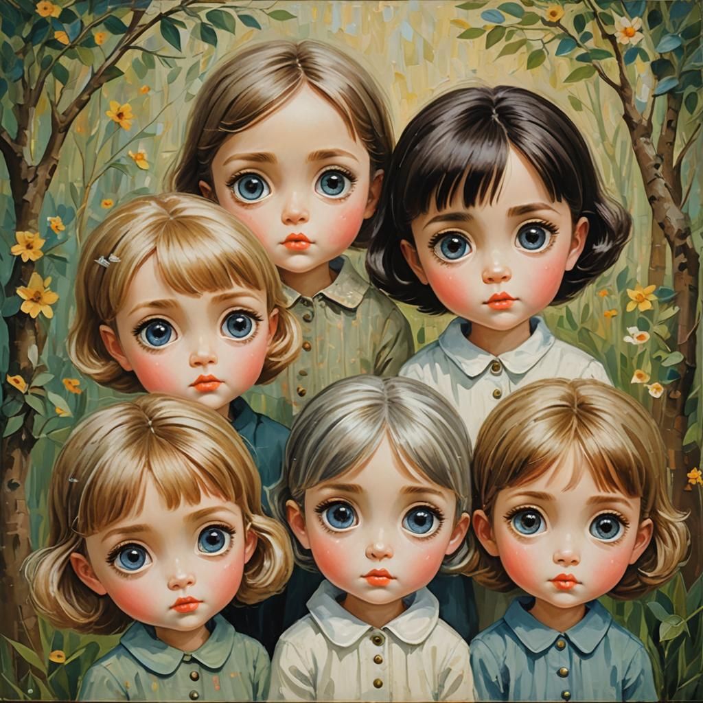 Children Portrait in Impasto Style, Storybook Illustration