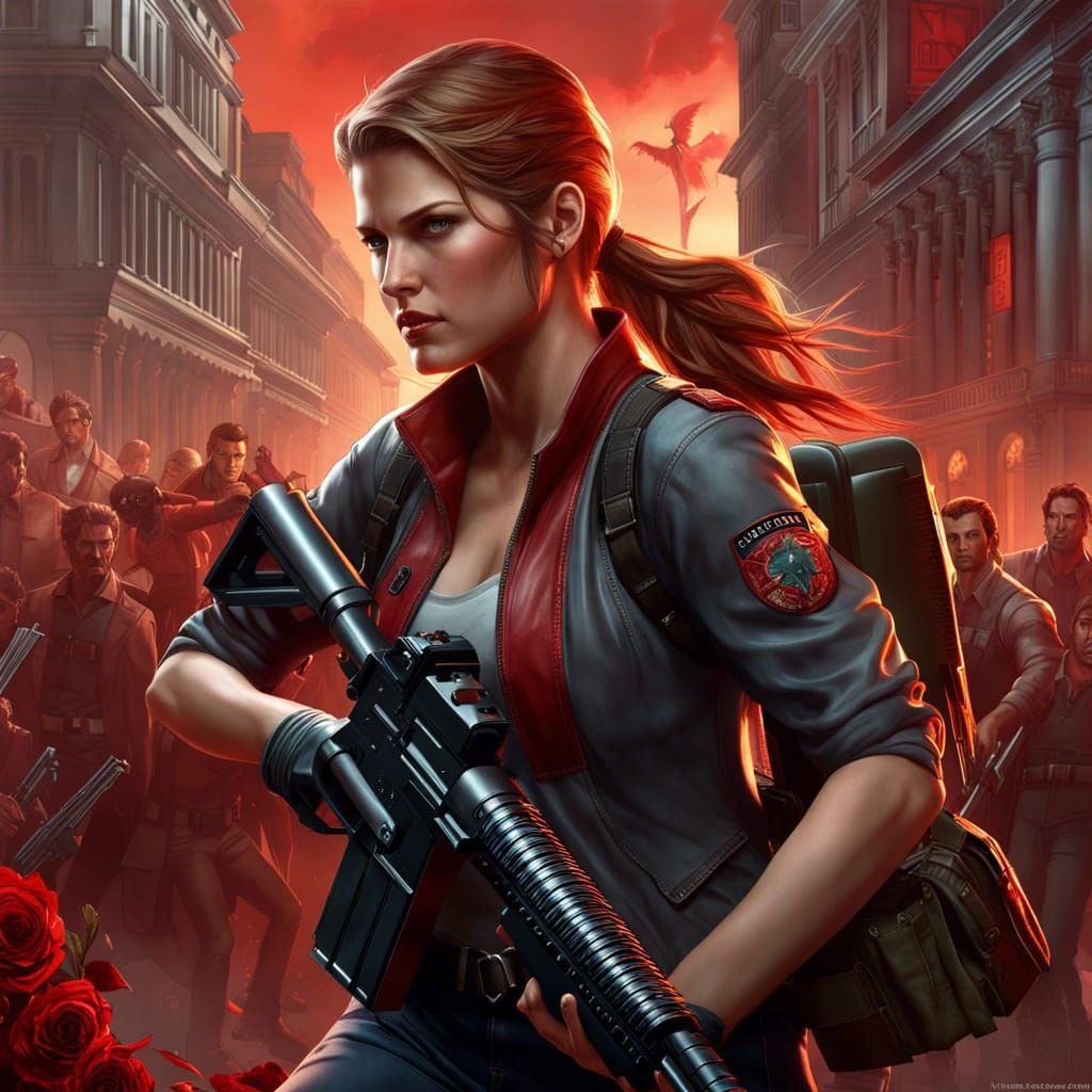 Claire Redfield Zombie Hunter in Sinister Digital Art