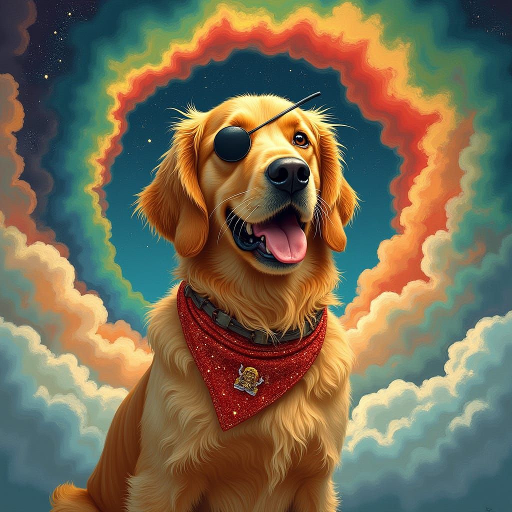 Spiraling Psychedelic Dream in Golden Pirate's Realm