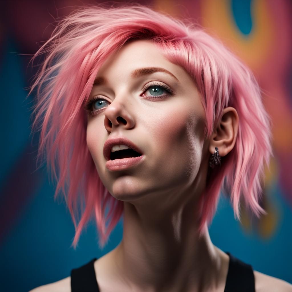 Pink-Haired Girl Portrait in Professional Photography Style