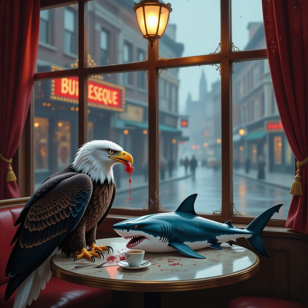 Eagle Eats Shark in Orson Welles Burlesque Cafe