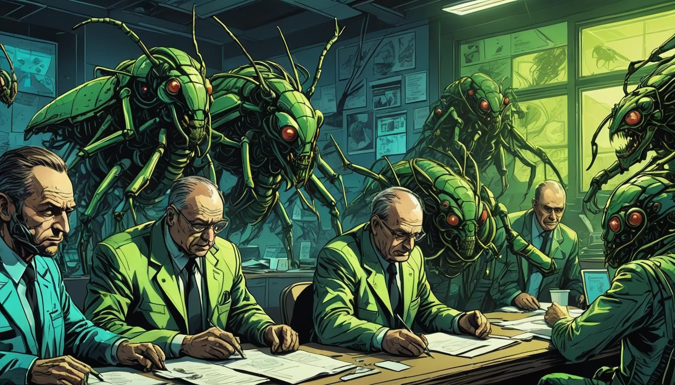 Chernobyl Officials Devouring Documents as Insects, Comic Ar...