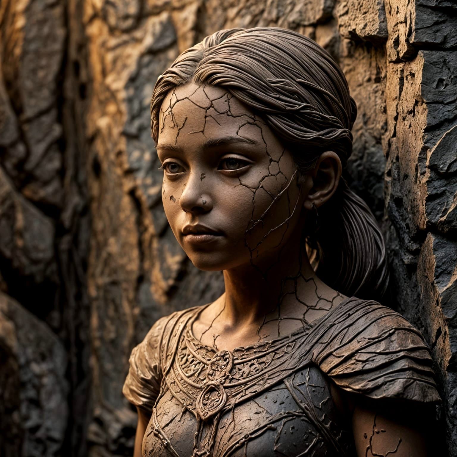 Dark Fantasy Clay Sculpture of a Girl