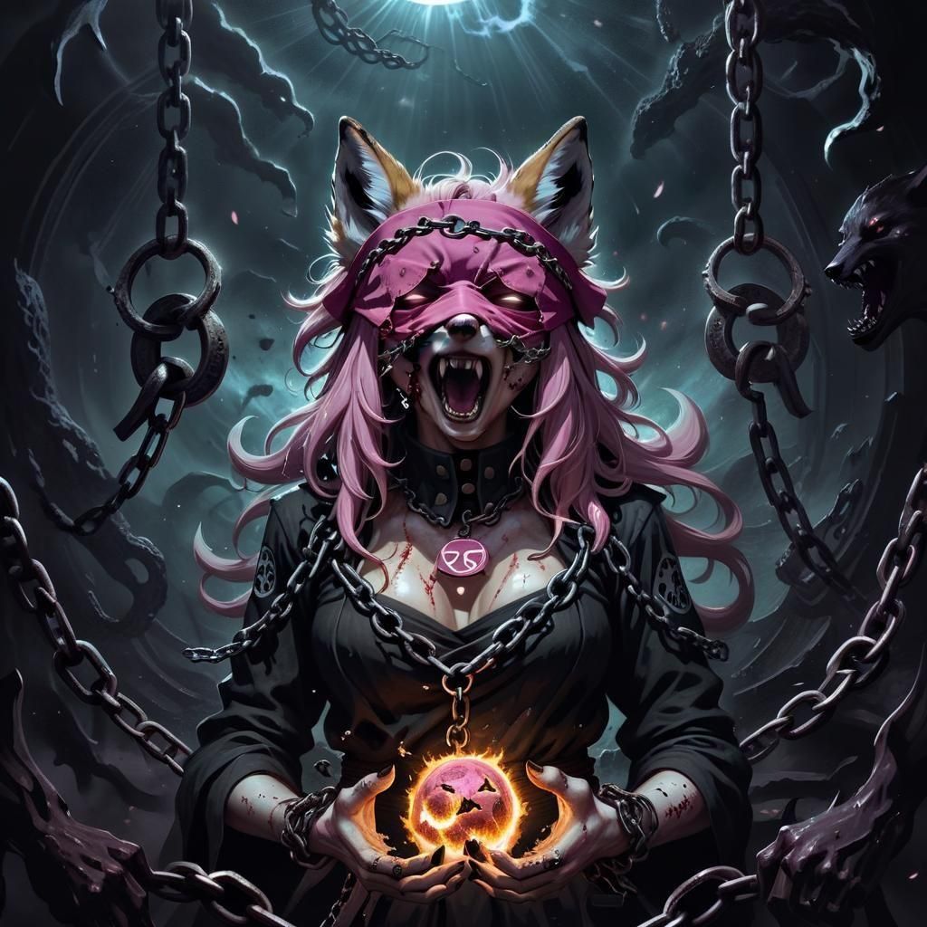 Fox-Girl Prisoner in Cosmic Horror Style