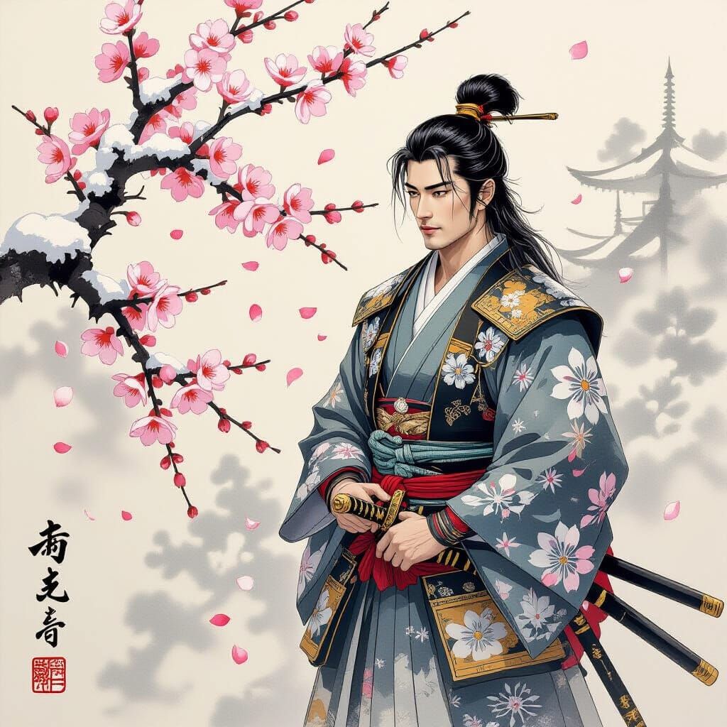 Samurai Dream Interrupted: Japanese Art Style