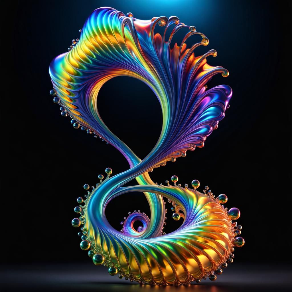 Rainbow Amoeba with Branching Tendrils in 3D
