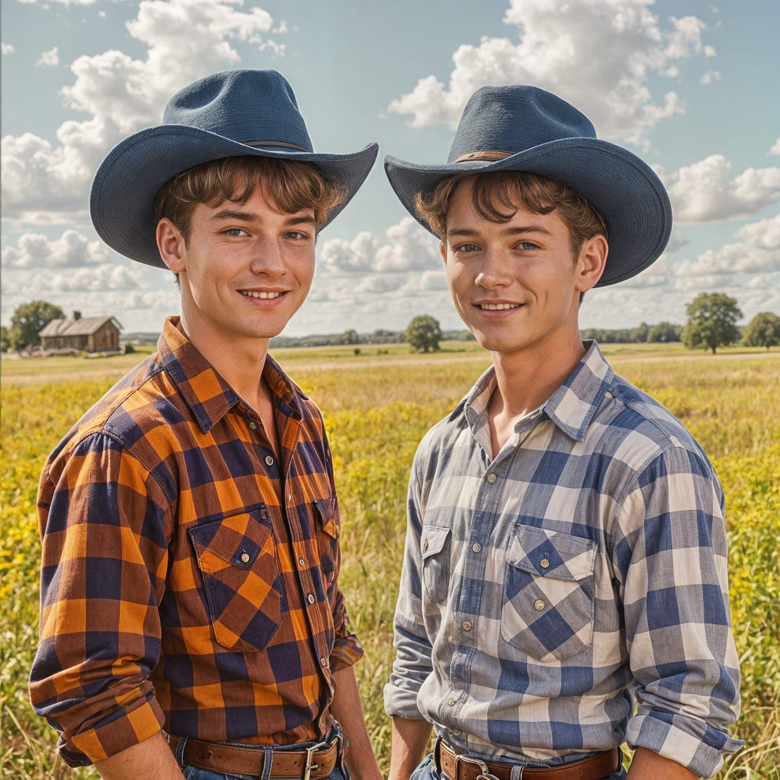 Handsome Country Boys in Blue Hats 1954