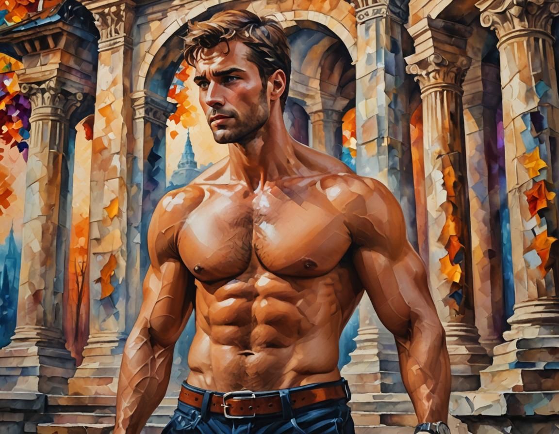 Romantic Portrait of a Man Before a Temple