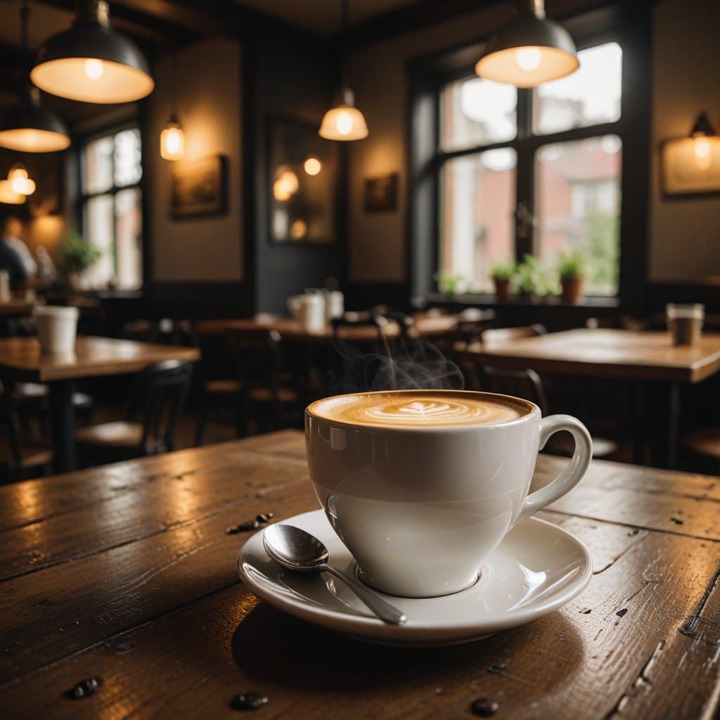 Moody Coffee Masterpiece in Warm Golden Light
