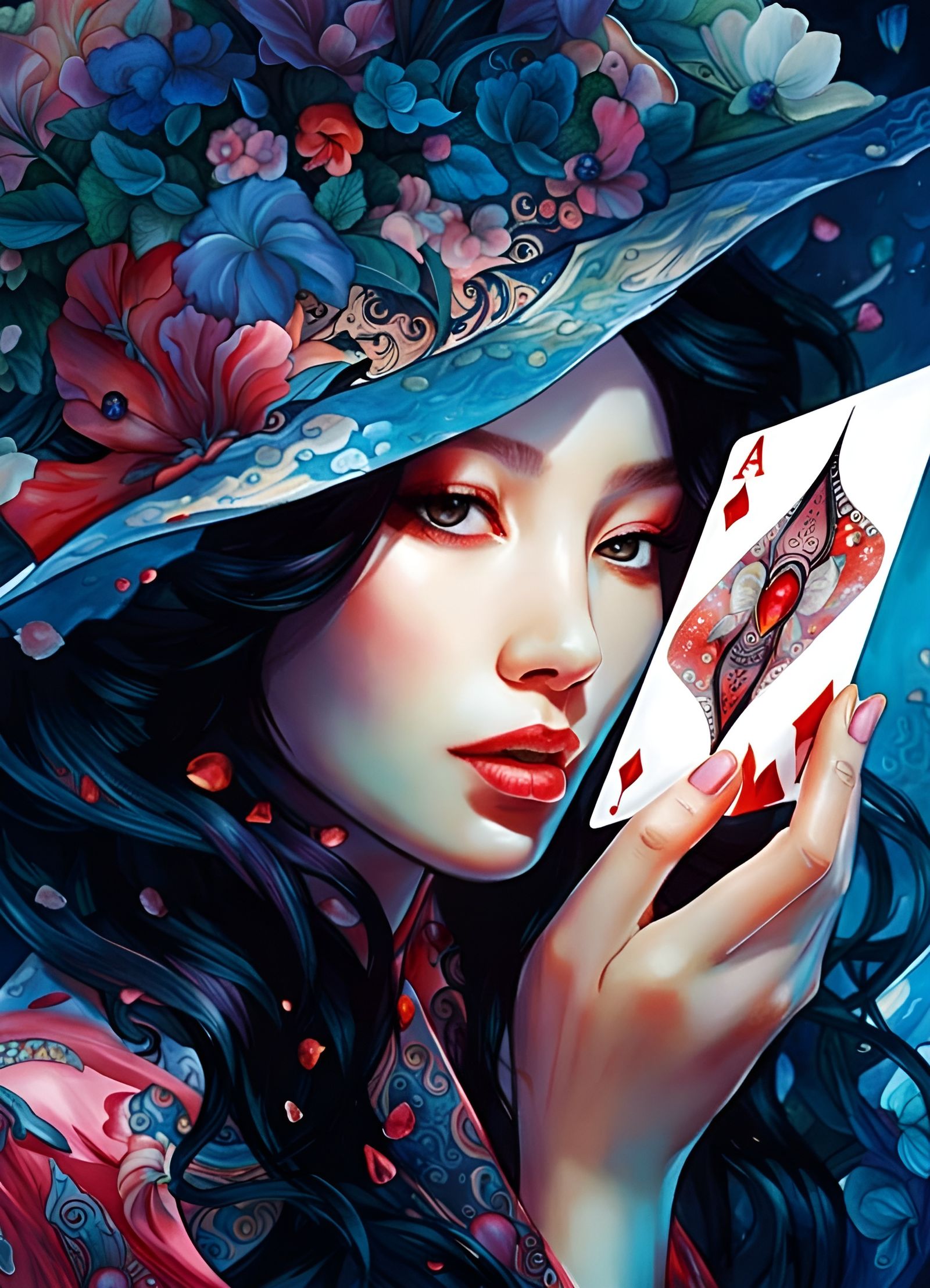 Magician Hiding Face in Surreal Manhwa Illustration