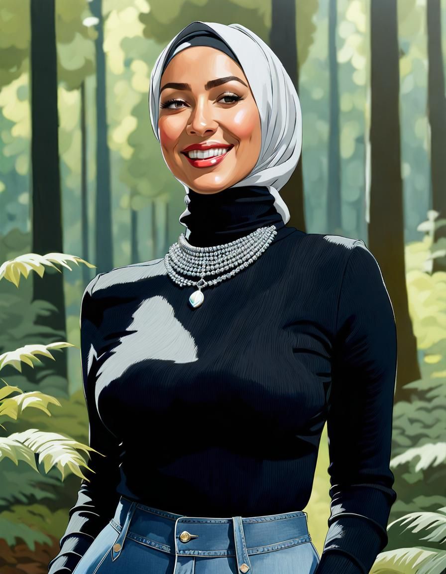 Elegant European Forest Nymph in Oil Painting Style