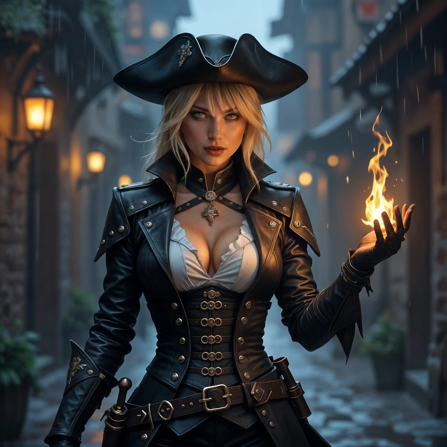 Fantasy War Cleric Frozen in Combat, Gloomstalker Ranger