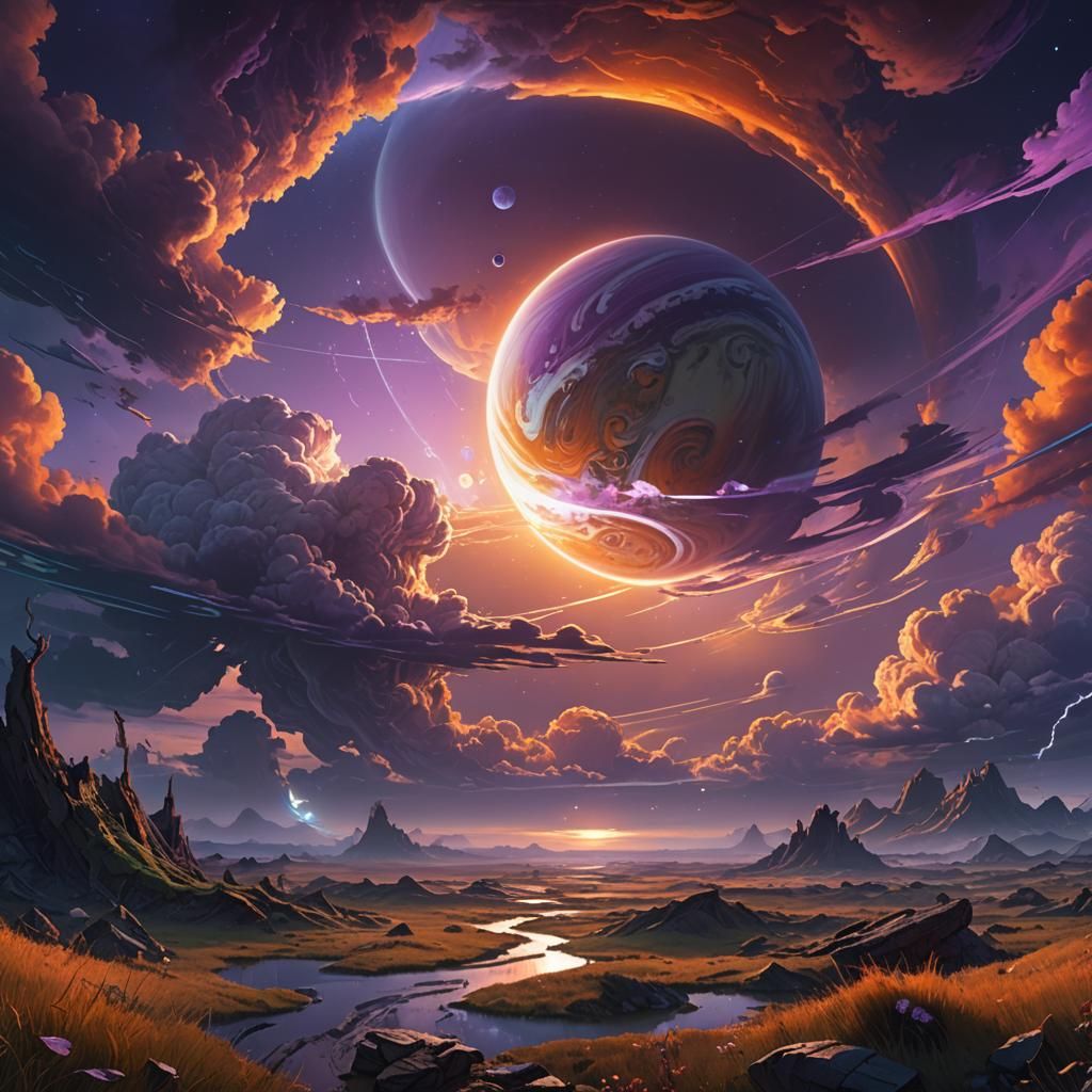 Jupiter Sunrise: Fantasy Sci-Fi Concept Art