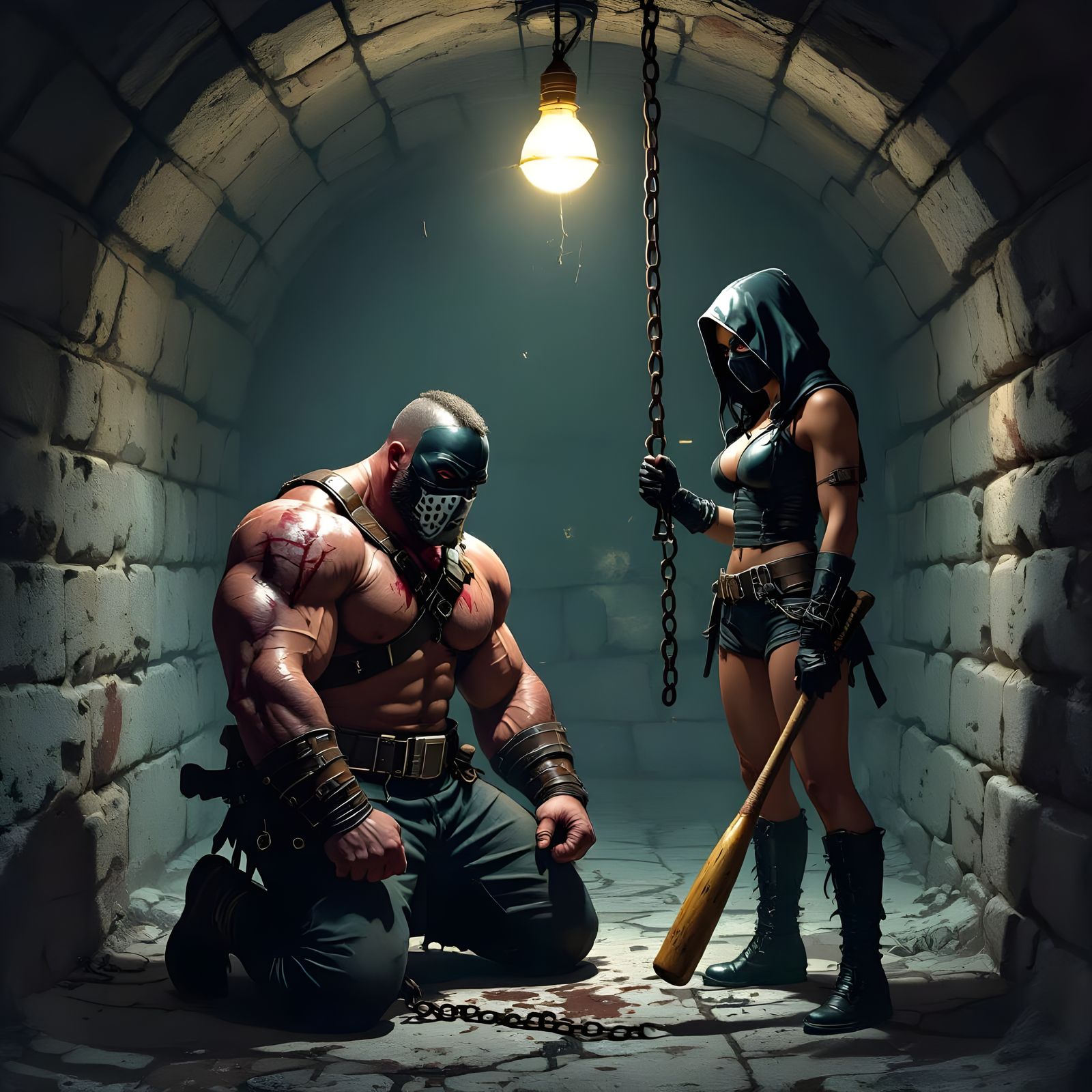 Muscular Man in Dungeon Album Cover