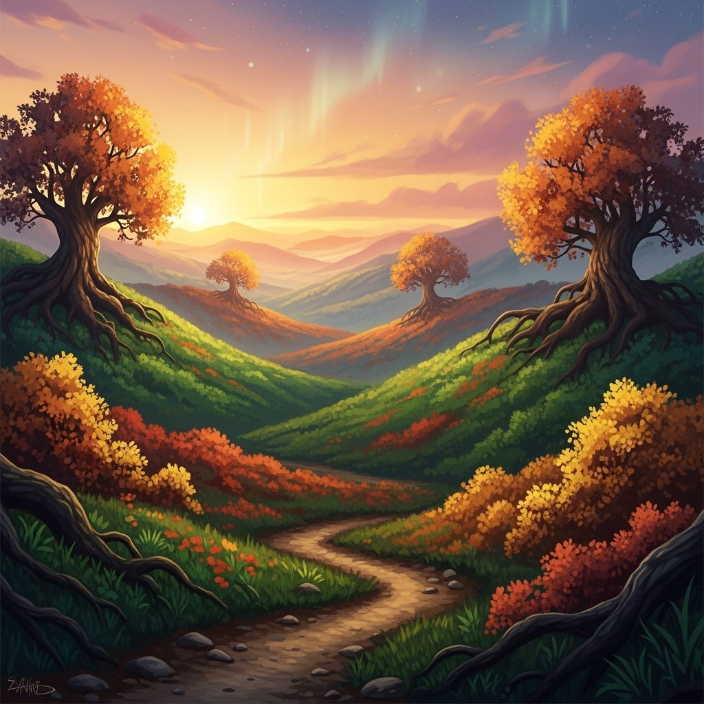 Fantasy Landscape in Atmospheric Painterly Style