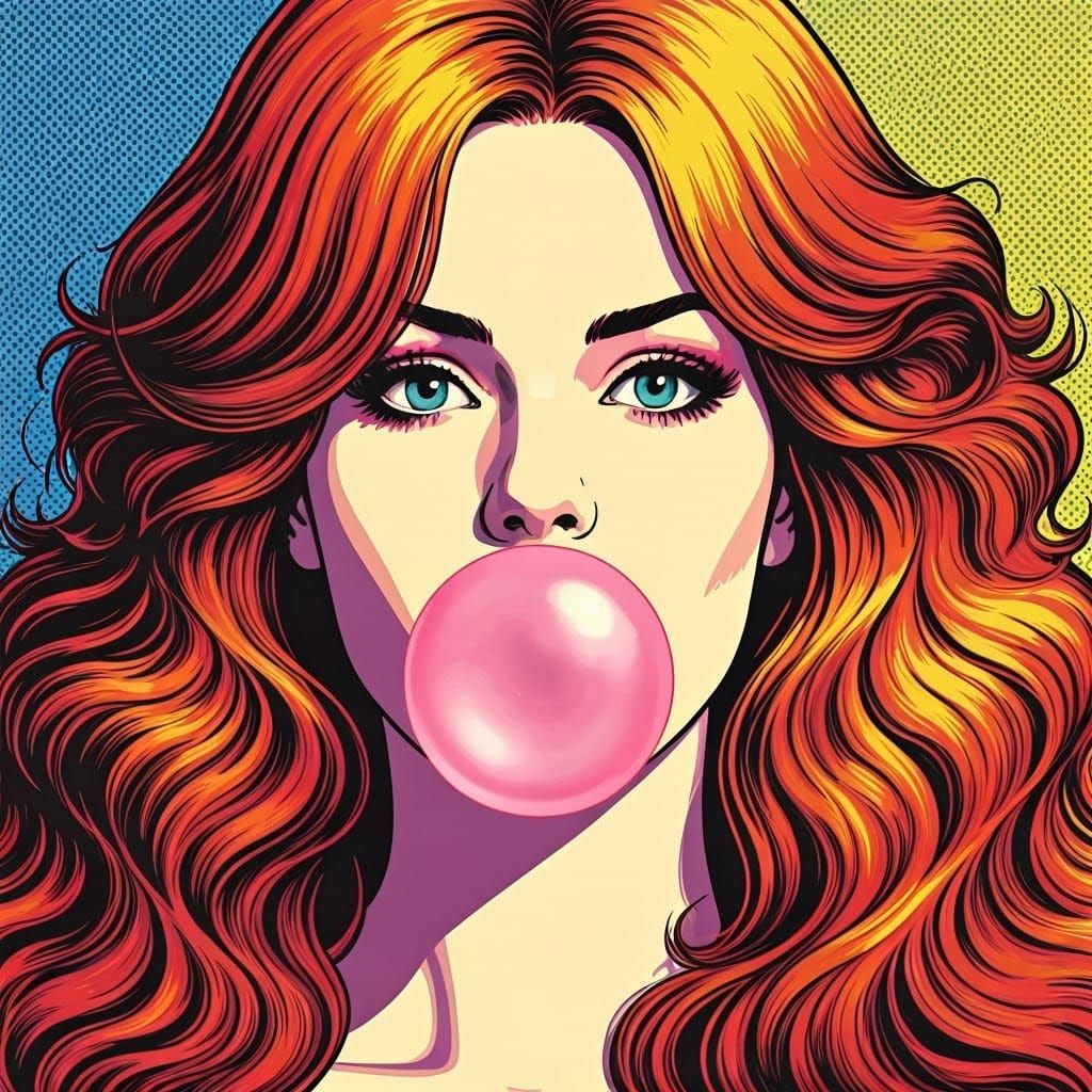 Dynamic Pop Art Woman in Bold Gradients