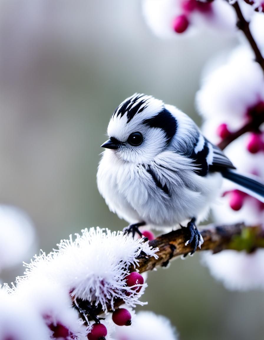 Adorable Hokkaido Long-Tailed Tit Portrait