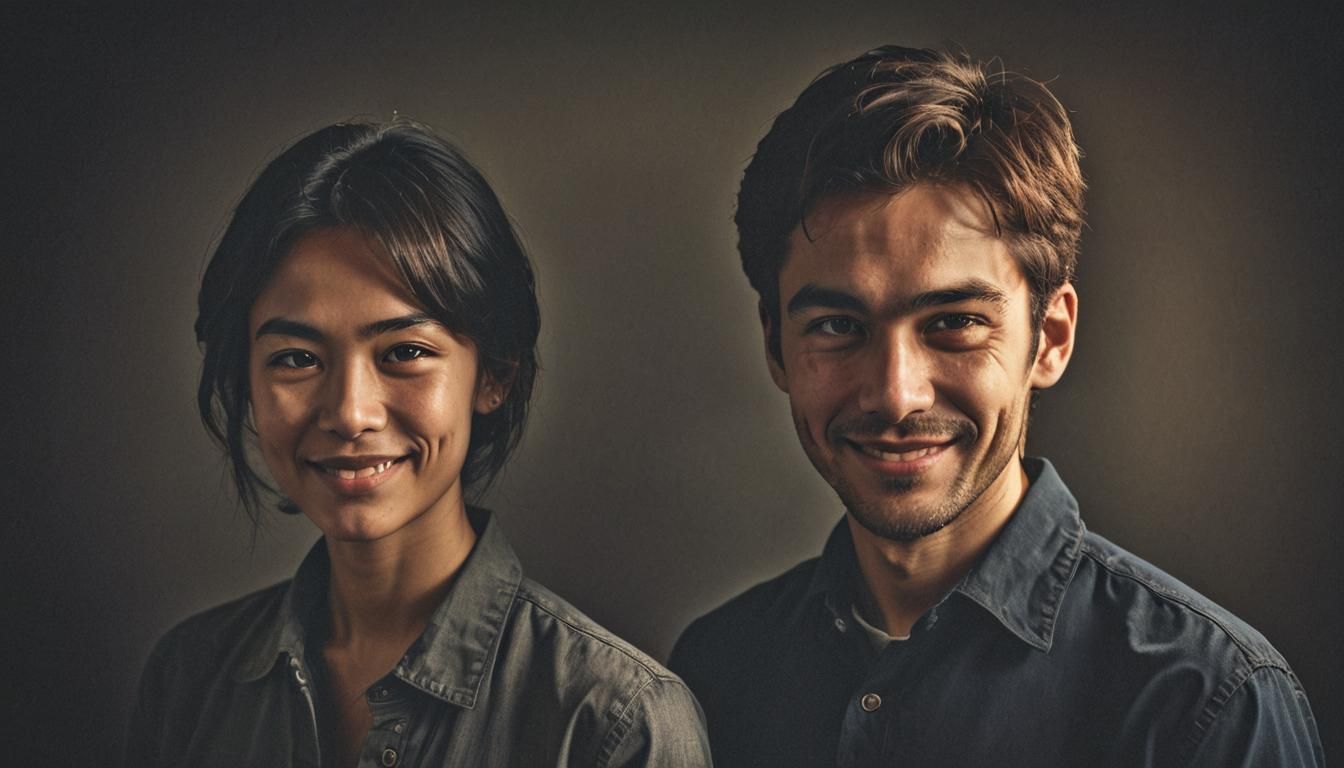 Dual Persona Portrait with Contrasting Expressions