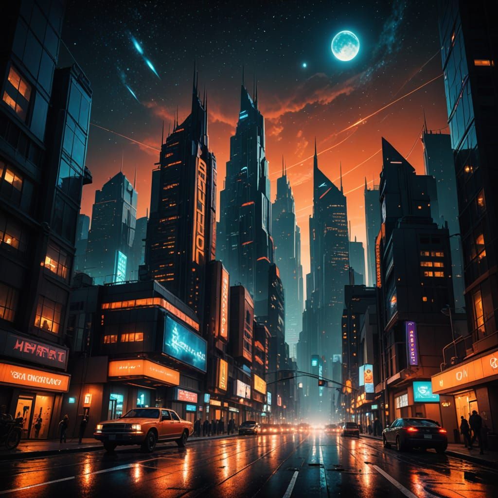 Barren Martian Cityscape Unfolds Under Starry Skies