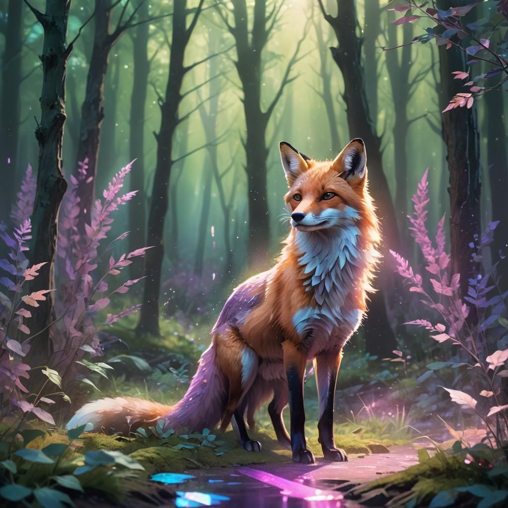 Aurora Fox Concept Art with Shimmering Fur