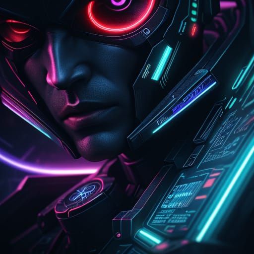 Cyberpunk Warning Screen: Divine Judgment in Neon