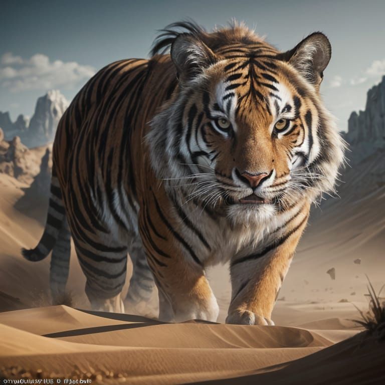 Epic Desert Tiger in Cinematic 3D Style